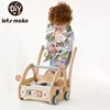 Children's Wooden Walker Montessori Toy Cart Learning Kids Simulated Shopping  For 3 Year Baby Car Toddler Trolley Wagon Gifts 1