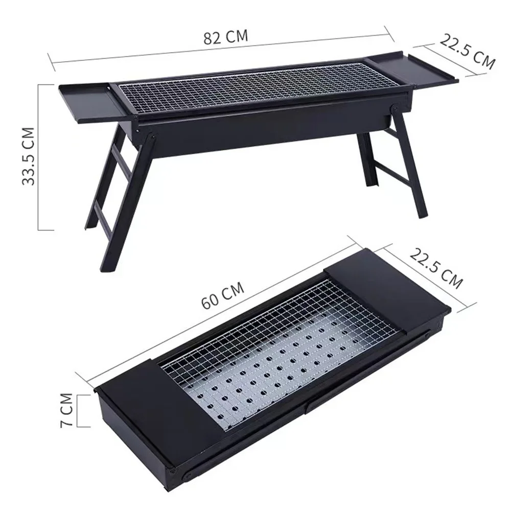 

Folding Grill Black With Dust Box Not Easily Deformed High Capacity Easy To Carry Cooking Tools Grill 60cm Easy To Clean Bbq Box