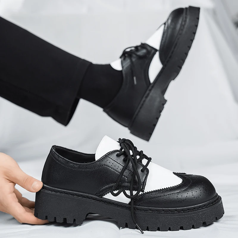 Classic Men Leather Shoes Oxford Platform Wedding Party Office Business Shoes Casual Formal STRONGSHEN