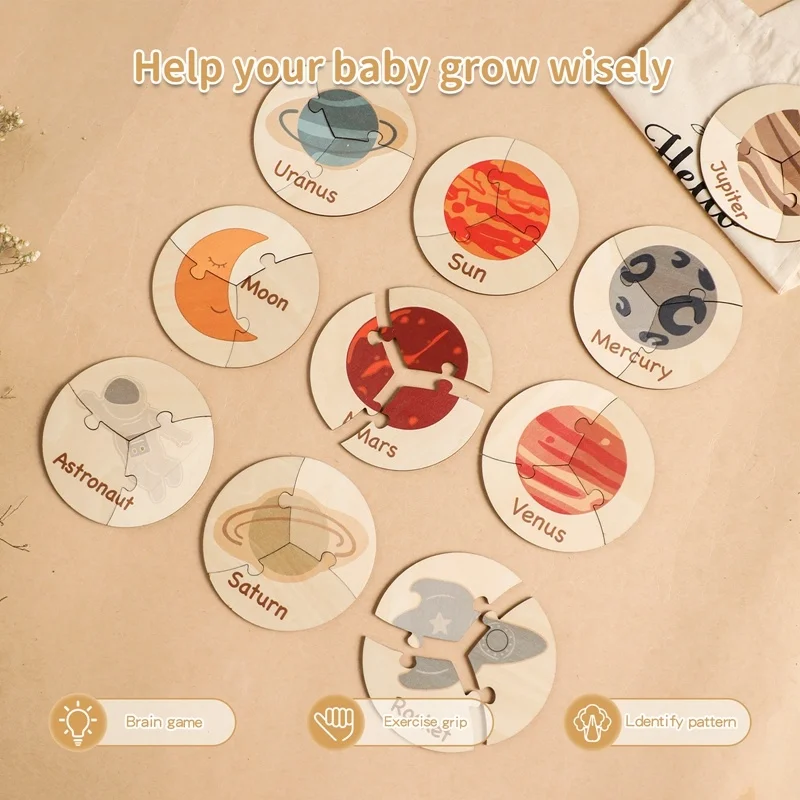 

12pc Montessori Kids Card Matching Game Early Education Puzzle Toys Cartoon Jigsaw Toys Color Shape Cognitive Training Gifts