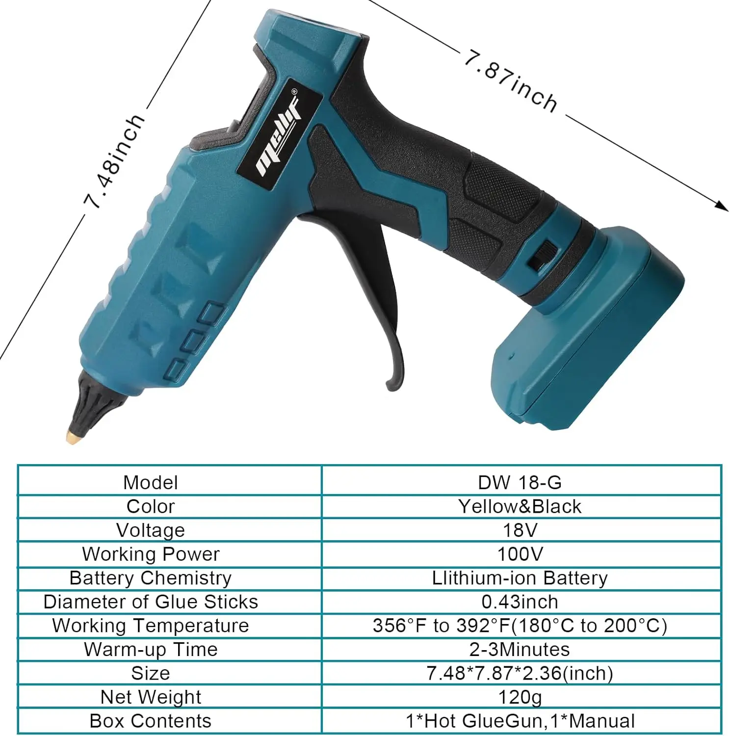 Cordless Glue Gun for Bosch 18V Battery GBA/GBA ProCORE Hot Glue Gun Full Size 11mm Stick for DIY Crafting Christmas(NO BATTERY) 2