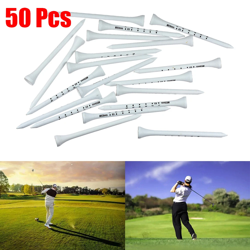 

0 50PCS Professional Golf Tees 83mm White Golf Wood Tee Scale Wooden Striped Digital Scale Golf Golf Tees Golf Training Aids