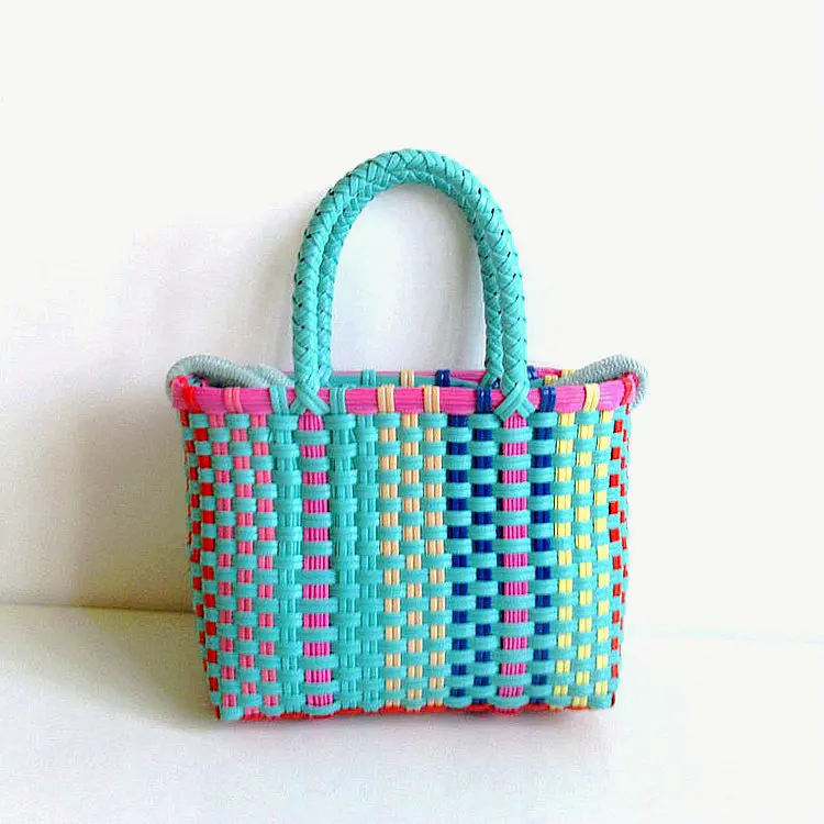 Colourful woven shoulder handbag with strap, ideal for casual daily use or outings – includes free shipping in Singapore.