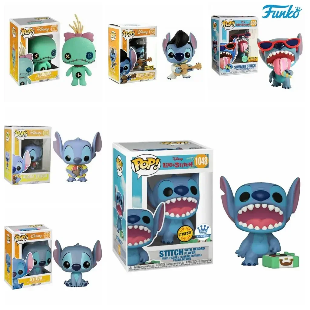 FUNKO POP Disney Stitch con tocadiscos 1048# Summer Stitch 636# Scrump 126# Elvis Stitch 127# Aloha Stitch 203# 159# Figuras