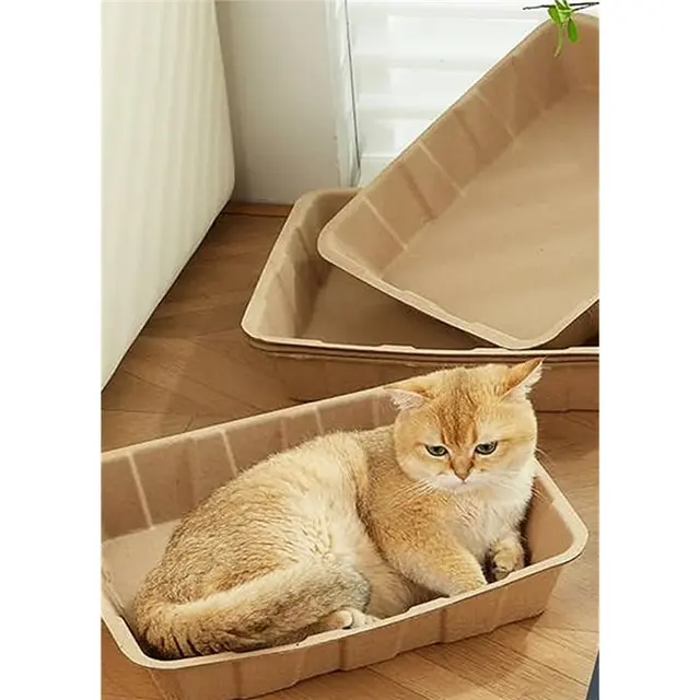 Biodegradable For Cats And Small Animals 5Pack Leakproof Cardboard Tray Cat Litter Boxes Disposable 6