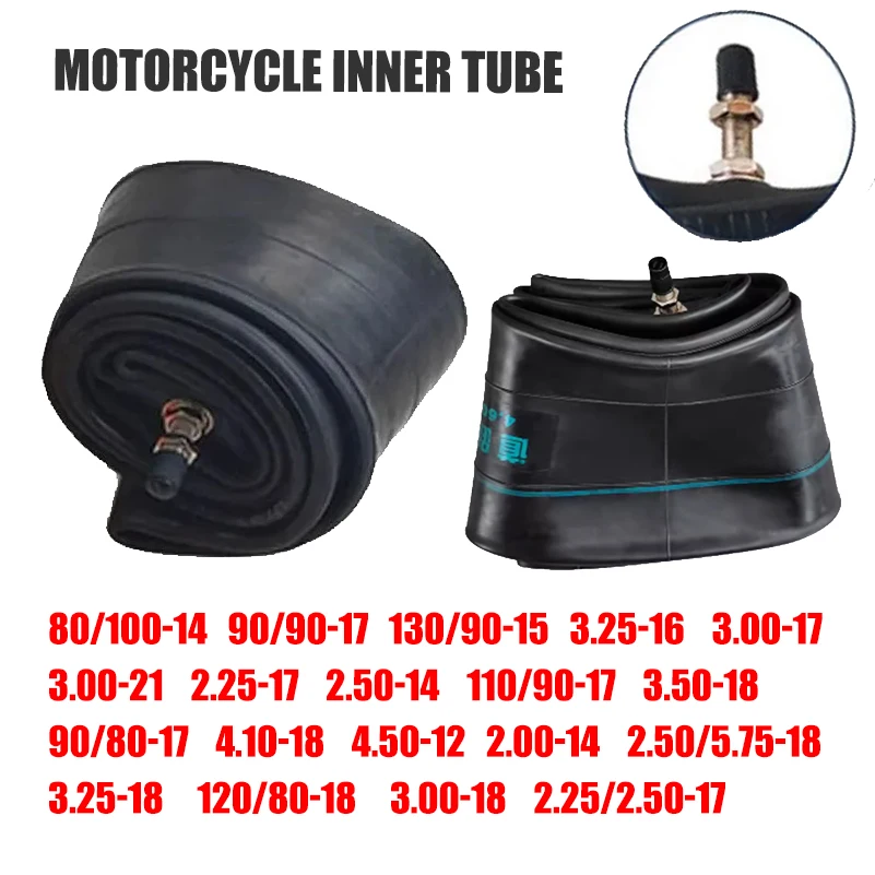 Pneumatico Interno Moto 12/14/16/17/18/19/21 Pollici 130/70/70-17 90/90/70-17 3.25/90-16 3.00/70-21 Valvola Diritta Per Fuoristrada