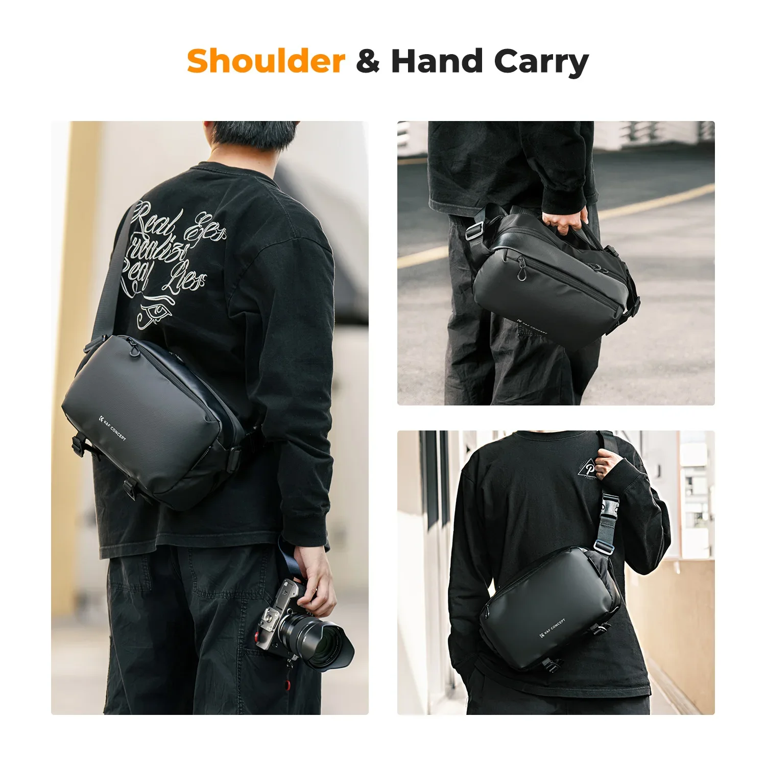 Camera Shoulder Bag K&F Concept Alpha 10L Camera Accessories Bag Waterproof Carrying Adjustable Shoulder Bag for SLR DSLR Camera Accessories