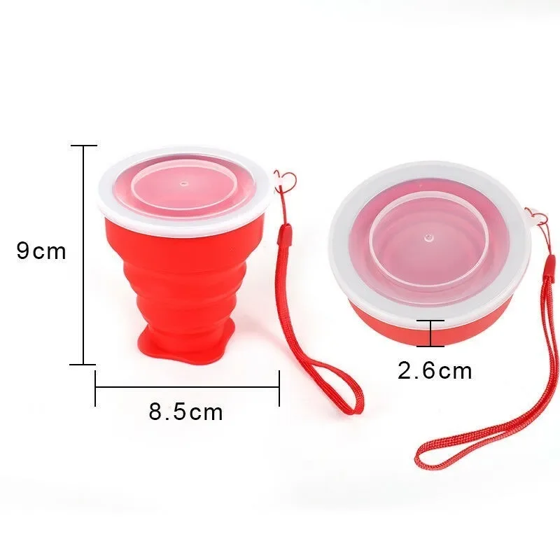Cup 1Pc 200ml Portable Silicone Retractable Folding with Lid Telescopic Collapsible Drinking Cup Outdoor Travel Water
