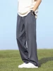 Summer Korean Men's Pants Light&Thin Polyester Elastic Waist Semi-Wide Loose Slacks Drape Suit Pants Male Casual Trousers 5