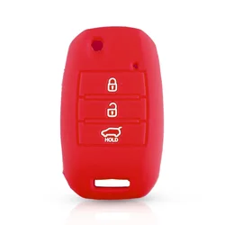 Silicone 3 - Button Car Key Cover Case - Durable Protection Sleeve (Red)