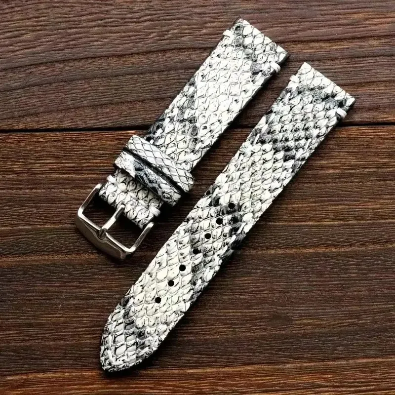 Handmade Genuine Leather Bracelet Strap  Unisex Retro Embossed Snake Shark Pattern Cuff Premium Cowhide Watch Band for Men Women