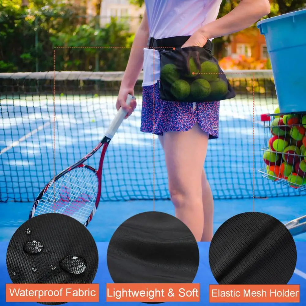 

Multifunctional Lightweight Tennis Ball Bag Tennis Training Ball Pocket Large Capacity Stretch Mesh Pocket Sports Bag Durable