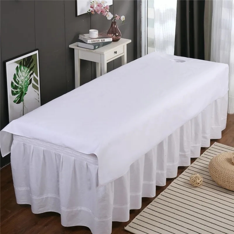 Waterproof Oil-proof Washable Soft Spa Clubhouse Dedicated Breathable With Holes Flat Bed Sheet Beauty Salon Massage