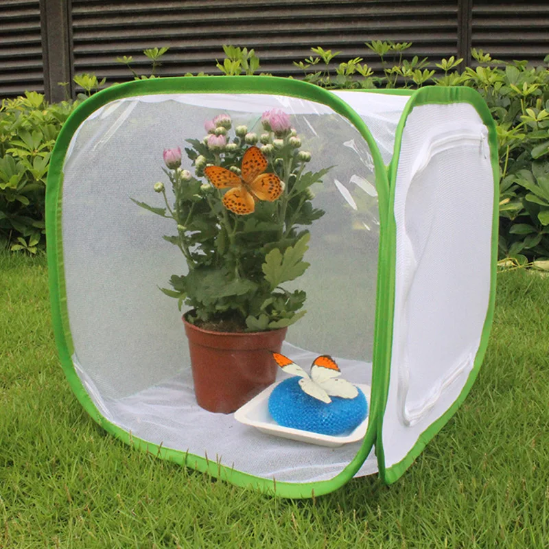 

Portable Butterfly Habitat Insect Breeding Mesh Cover Breathable Cage Flowers Plants Grow Sunroom Zipper Cages