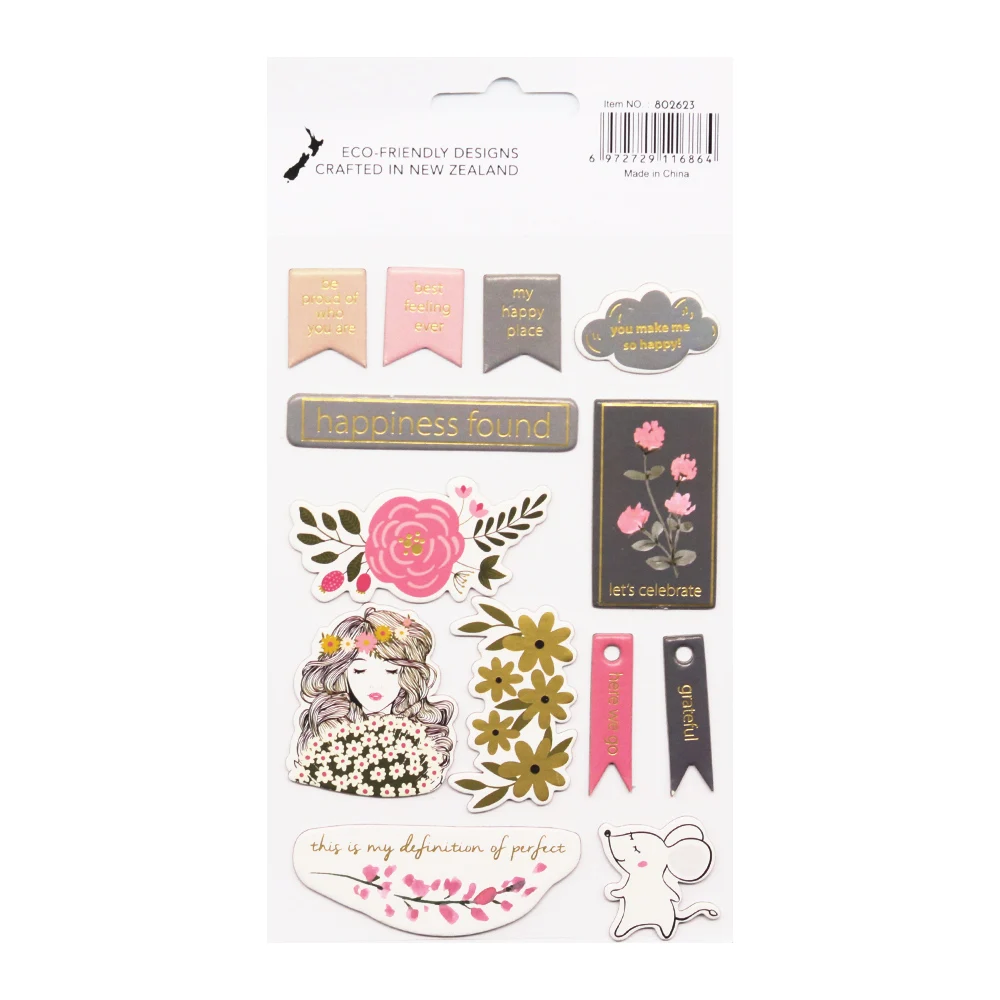 Creative Path Goldfolien-Blumen-Dekorationssticker für Scrapbooks, Vintage-Chipboard-Aufkleber, Verzierungen für Journaling und Basteln