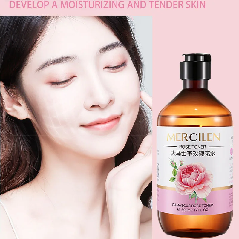 500ml Damascus Rose Water Moisturizing Pure Dew Essence Water Moisturizes the skin and shrinks pores.