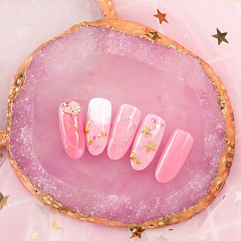 Agate Golden Edge Resin Stone Plate Nail Gel Display Nail Polish Mixing