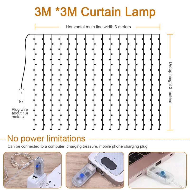 Curtain LED String Lights 8 Modes USB Remote Control Fairy Lights Festival Decoration Holiday Wedding Bedroom Home artificial vine lights,fairy string lights,curtain string lights,fairy lights,curtain led lights