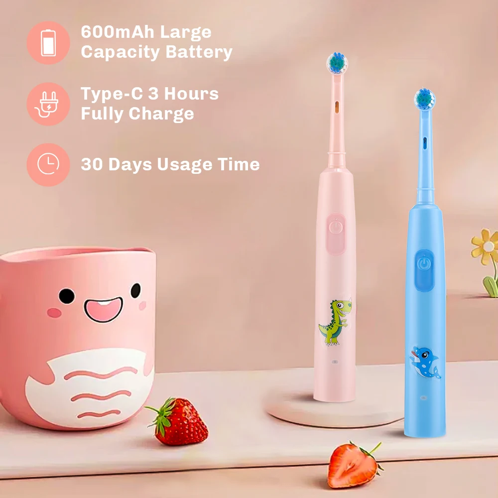 Kids Electric Toothbrush Waterproof Rechargeable