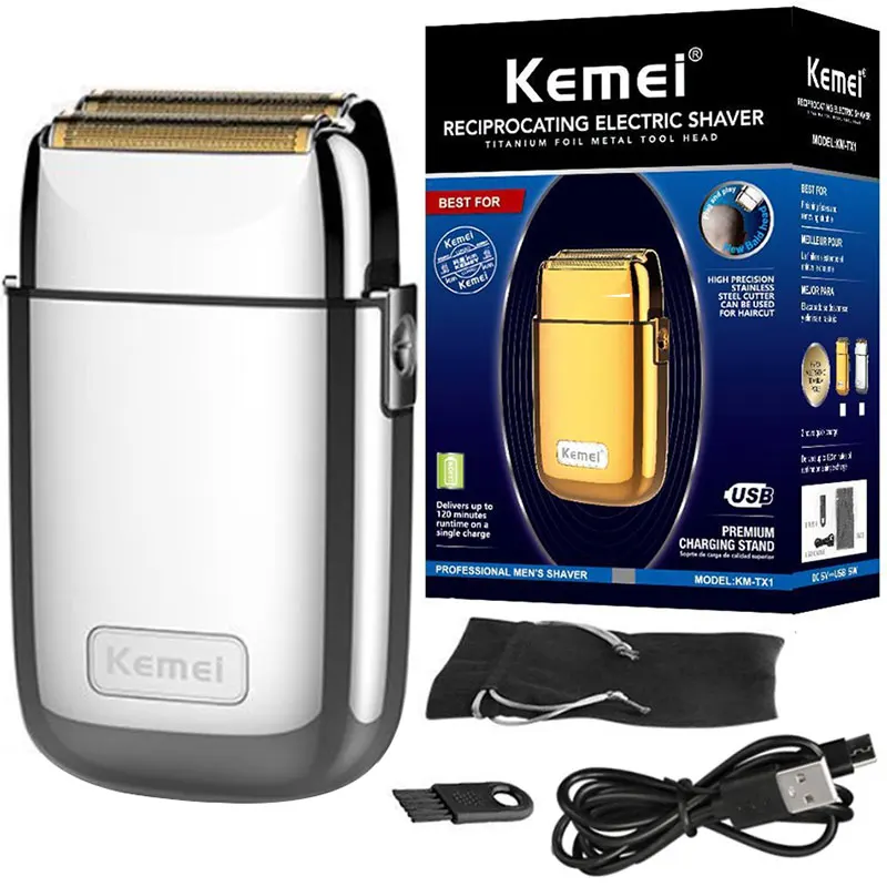 Kemei Tx1 Rechargeable Metal Housing Pro Electric Shaver For Men Hair Beard Electric Razor Bald Shaving Machine Finishing Fade electric shaver