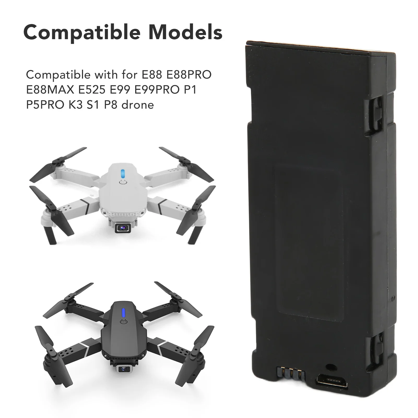 Batería Compatible E99PRO P5PRO Para E88 E525 Drone Batería, 3.7 V 2600 MAh RC Drone Reemplazo Lipo Batería Para E88 E88PRO E88MAX E525 E99 E99PRO P1 P5PRO K3 S1 P8, Mini UAV Batería Compatible E99PRO P5PRO Para E88 E525 Drone Batería, 3.7 V 2600 MAh RC Drone Reemplazo Lipo Batería Para E88 E88PRO E88MAX E525 E99 E99PRO P1 P5PRO K3 S1 P8, Mini UAV