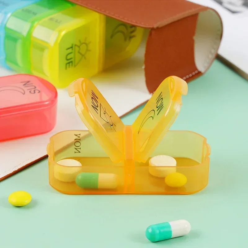 14 Grids Leather Bag Medicine Box Weekly 7 Days Pill Medicine Box Holder Organizer Pill Storage Box for Medications Vitamins