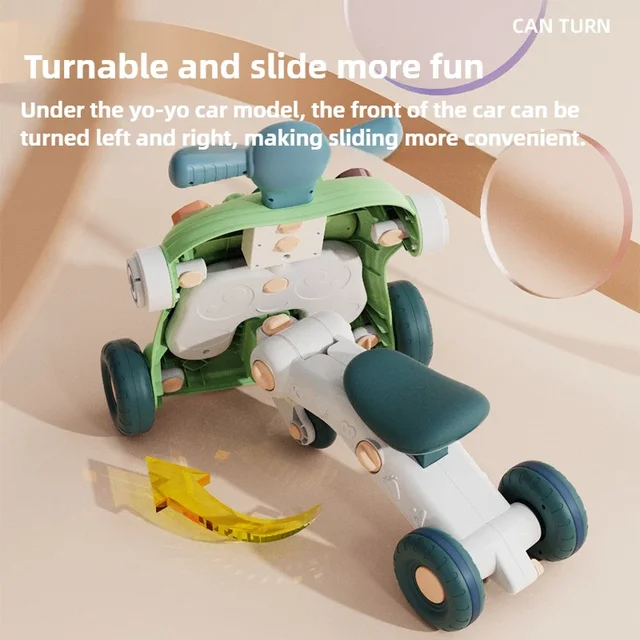 3 in1 Multifunctional Musical Baby Stroller & Walker Foldable Hand-Slide Learning Toy with Anti-Tip Design with  LED Lights 6