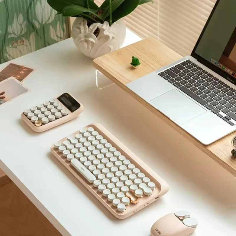 

Lofree Milk Tea Mechanical Keyboard And Mouse Set Wireless Bluetooth Female Office Laptop Fashion Birthday Gift For Girlfriend