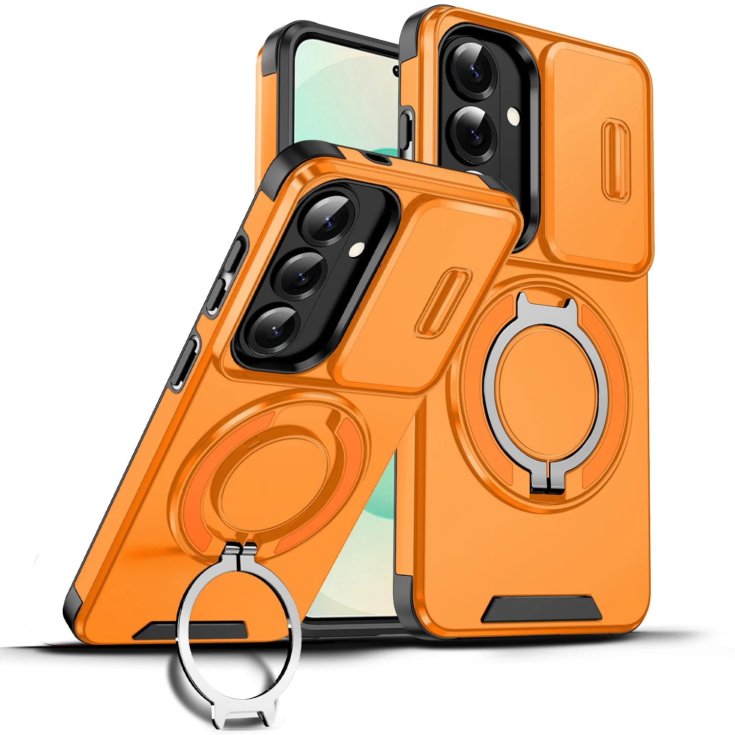 Magnetic Armor Case with 360° Rotating Bracket and Slide Camera Protection Cover
