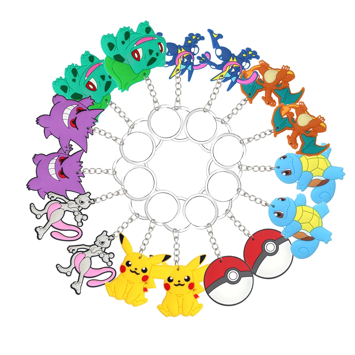 8/16 Pcs Pokemon PVC Keychain Anime Birthday Party Favors Gifts for Kids Figure Pikachu Gengar Party Supplies Goodie Bag Fillers