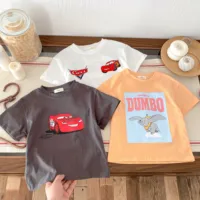 Mcqueen Printed Men's T-shirt 2024 Summer New Children's Clothing Top Short Sleeved T-shirt Children's Cartoon T-shirt 1