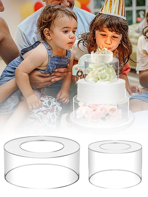 Alzate Torte Acrilico Trasparente 15cm E 25cm - Impilabili Per Matrimoni E Feste
