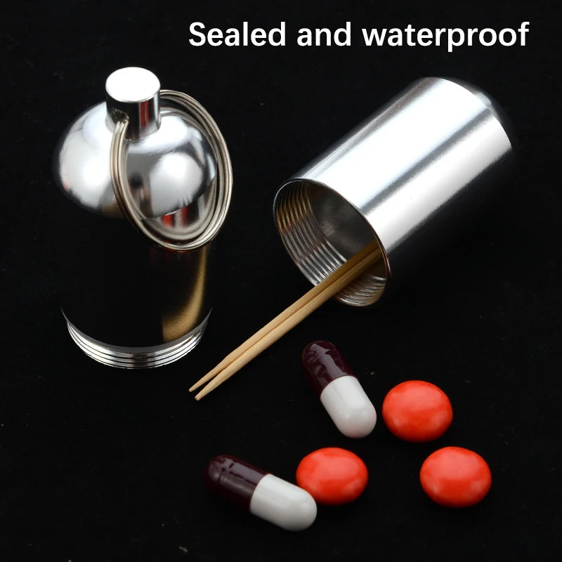 Toothpick Box Pill Box Container Keychain Waterproof Aluminum For Travel Camping Health Care