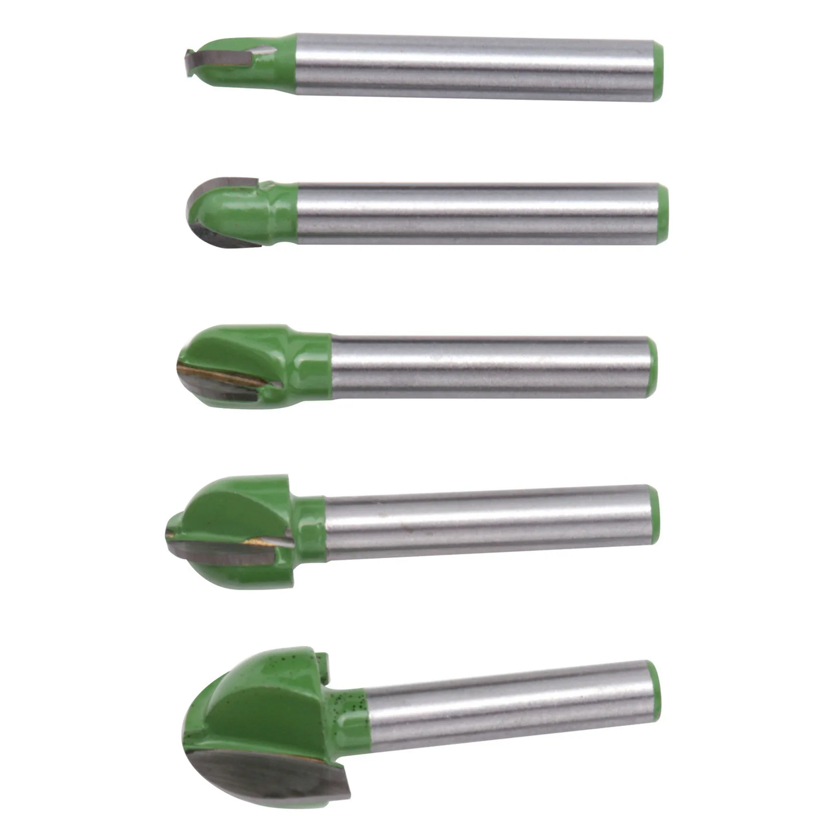 5Pcs 6Mm Shank Ball Nose Router Bits Set End Mill Round Cove Box Solid Carbide CNC Radius Core Milling Bit