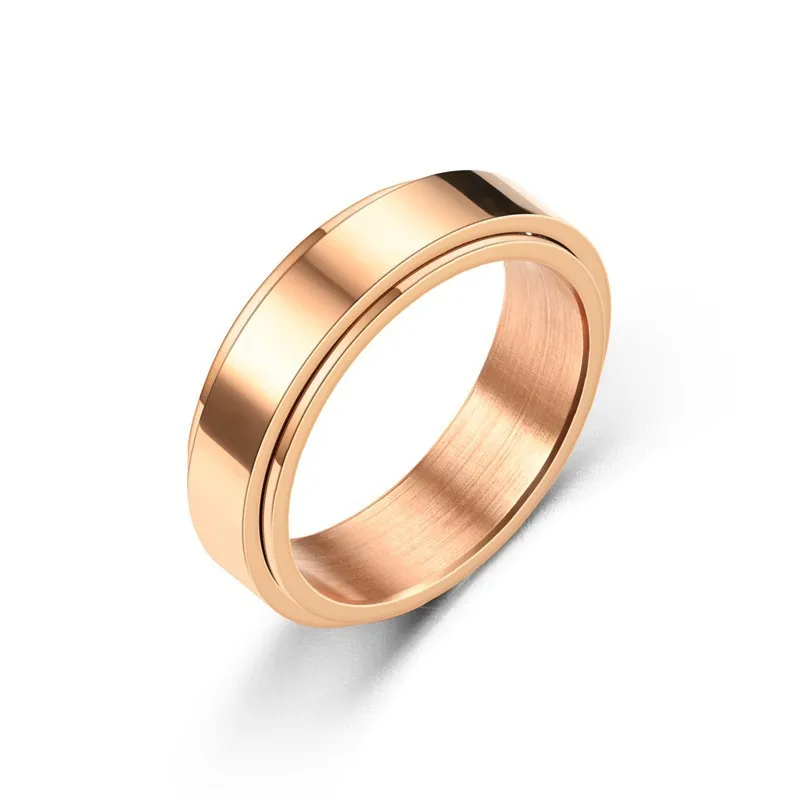 Stylish Black and Silver Stainless Steel Spinning Mood Ring