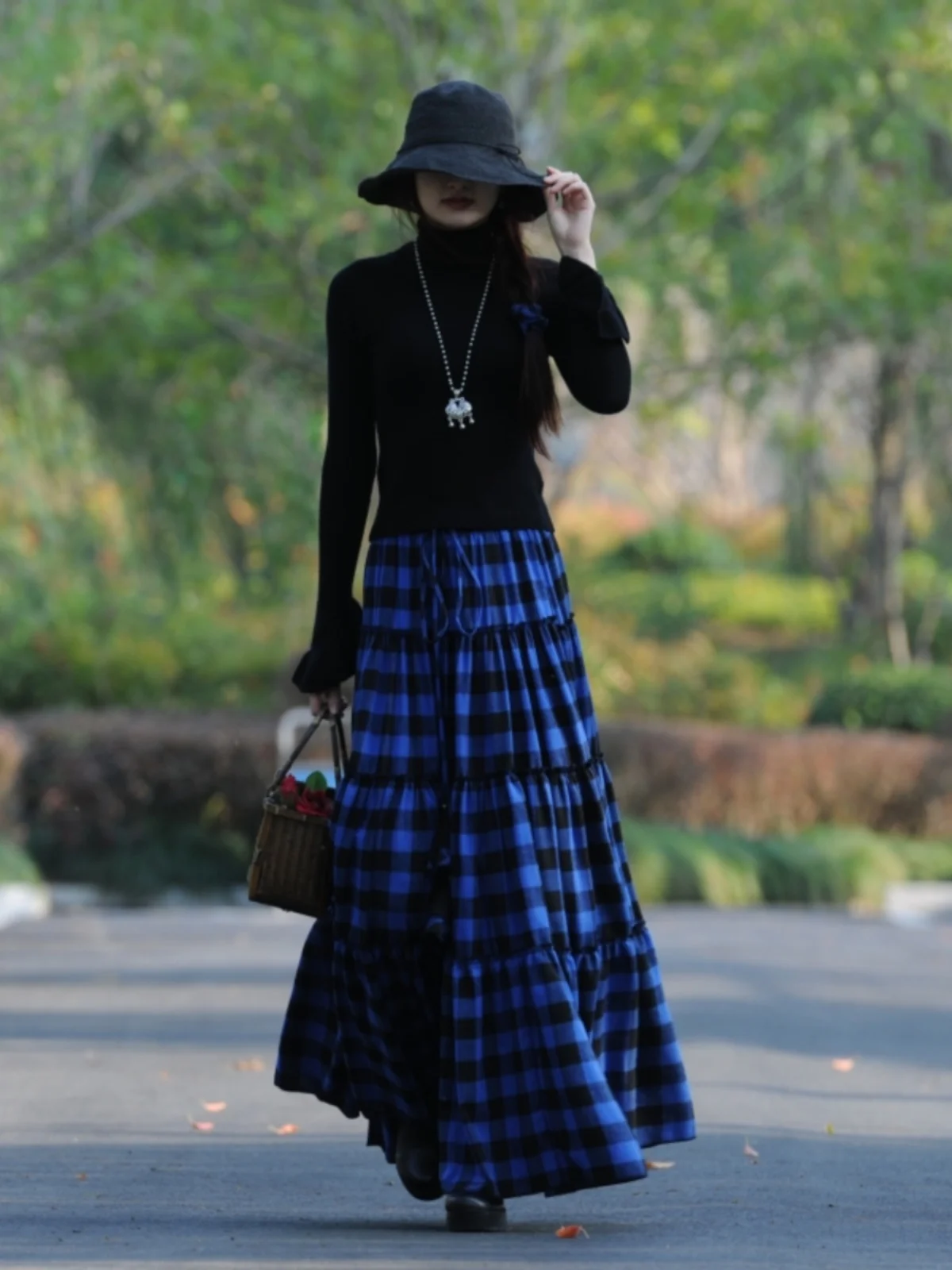 TIYIHAILEY Women's Long Maxi Winter Skirts Cotton Thick Elastic