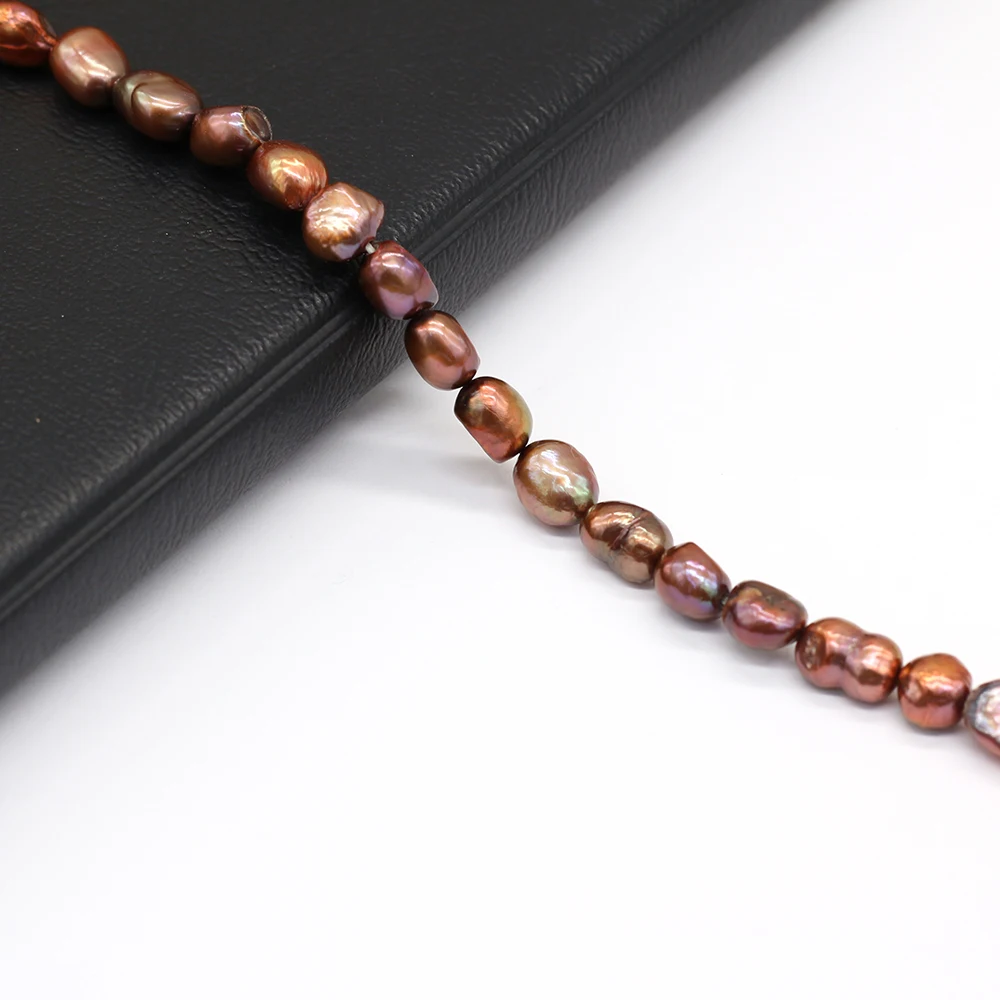 7-8mm 100% Natürliche Süßwasserperlen Kaffeebraune Unregelmäßige Form Lose Perlen für DIY Schmuckherstellung Damen Halskette Armband Zubehör – Detail 4