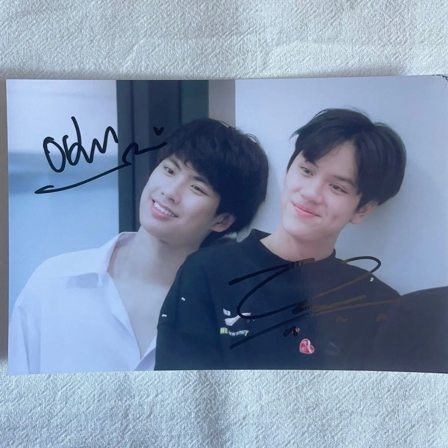 Bad Buddy Series Ohmnanon Ohm Nanon Couple Signature Photo Hand  