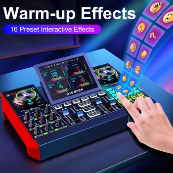 Tenlamp Audio Interface Mixer Sound board,G10 Boom Arm Professional Voice Changer,Podcast Equipment Bundle with 3.5mm Microphone and Live Sound Card For KOL Singing Gaming DJ Mixing Station Controller Equipment Studio Professional Recording Music Mixer 4