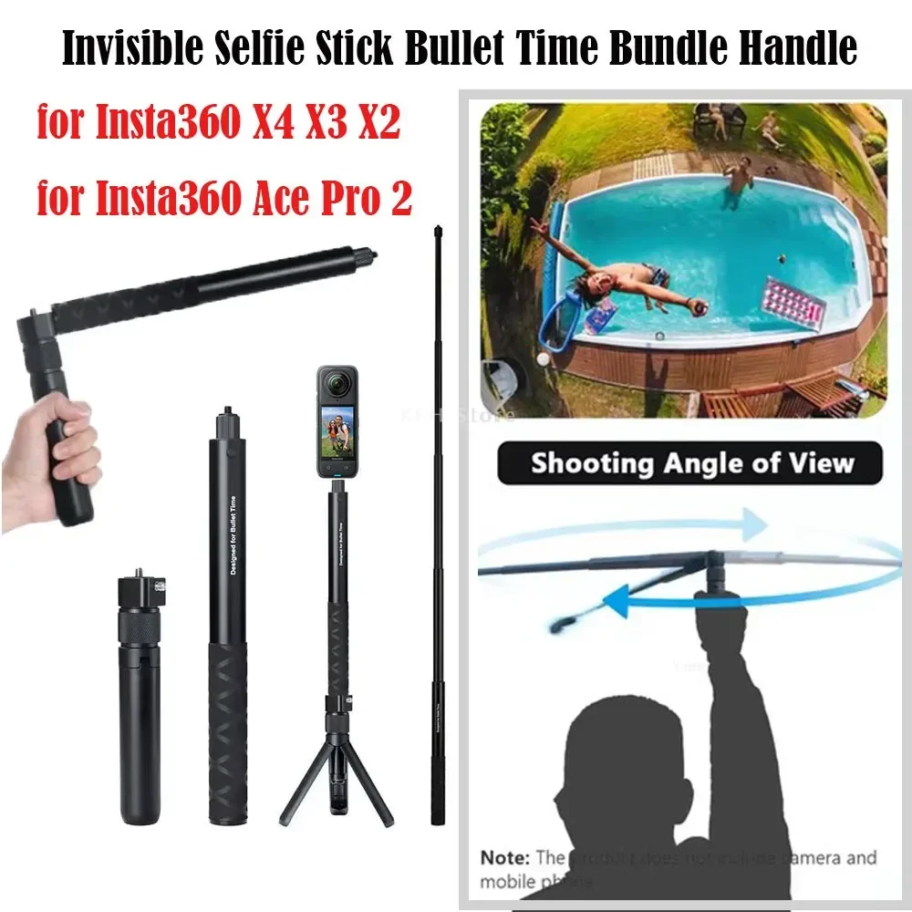 Selfie Stick for Insta360 X5 X4 Invisible Bullet Time Bundle Handle Ace Pro 2 GoPro Panoramic Camera