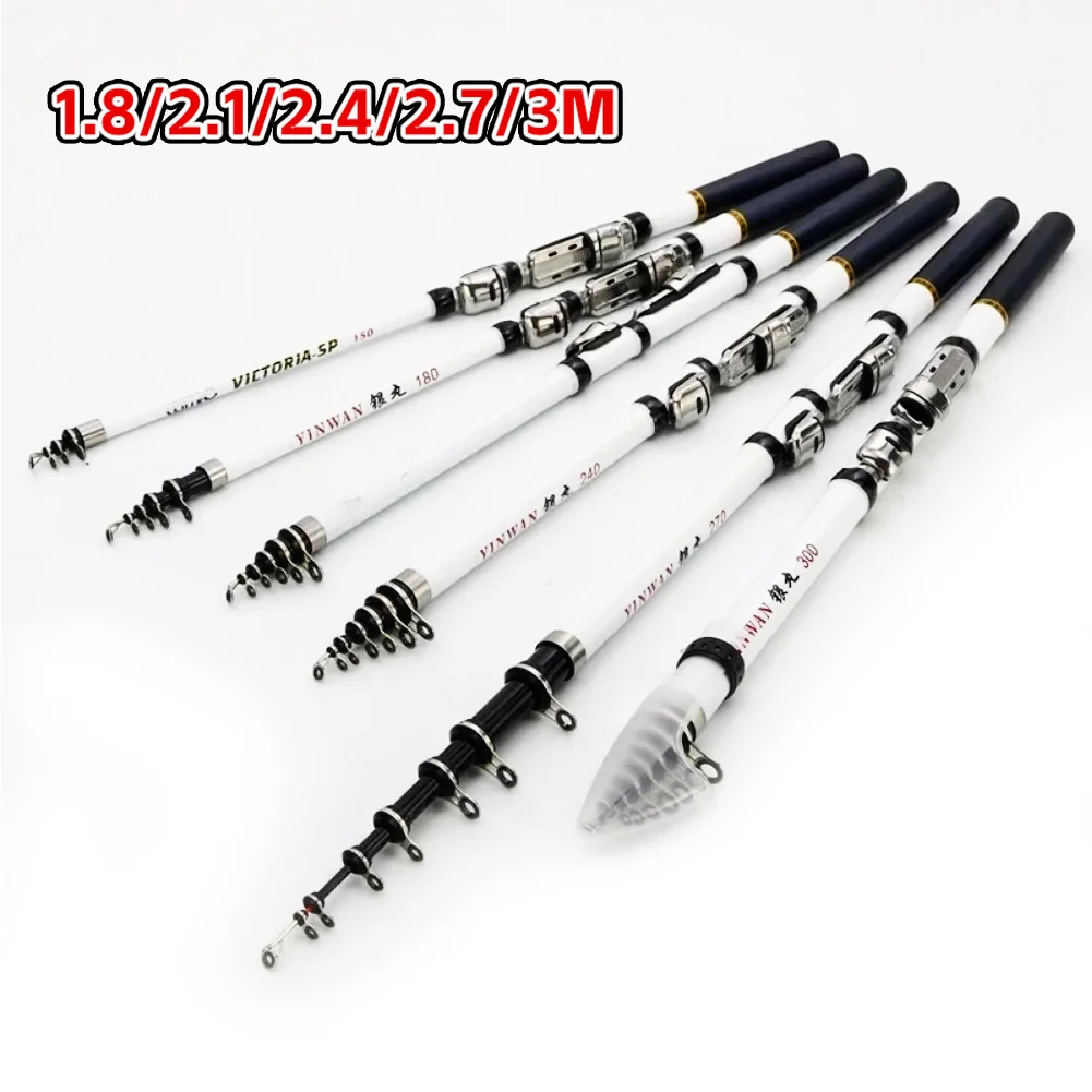 High Quality Fiberglass Spinning Fishing Rod Telescopic Ultralight Mini Pole 1.8/2.1/2.4/2.7/3M Fish Gear Tackle for Bass Carp