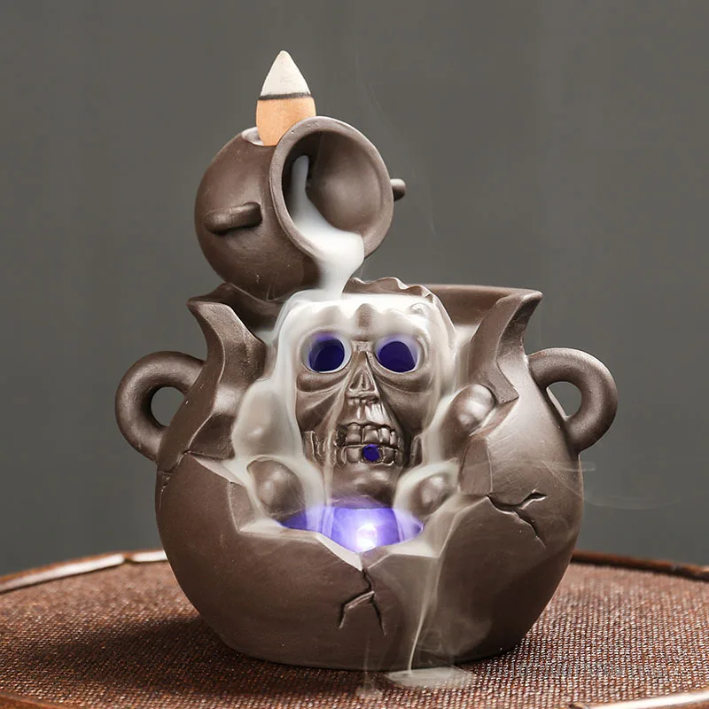 

Creative Halloween Backflow Incense Burner Purple Sand Indoor Aroma Rack Tea Living Room Bedroom Decor Home Fragrance Stove, 1Pc