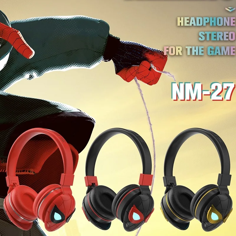 Disney Marvel Bluetooth Headphone Foldable Spider-Man Wireless Earphone HIFI Surround Sound Laptop Headset with Mic for Kids