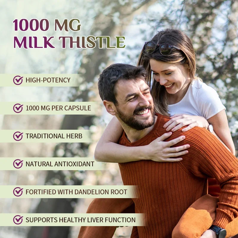 Liver Detox Supplement Milk Thistle 1000 Mg Silymarin & Dandelion Root Helps Repair Liver Supports Detoxification and Cleanses