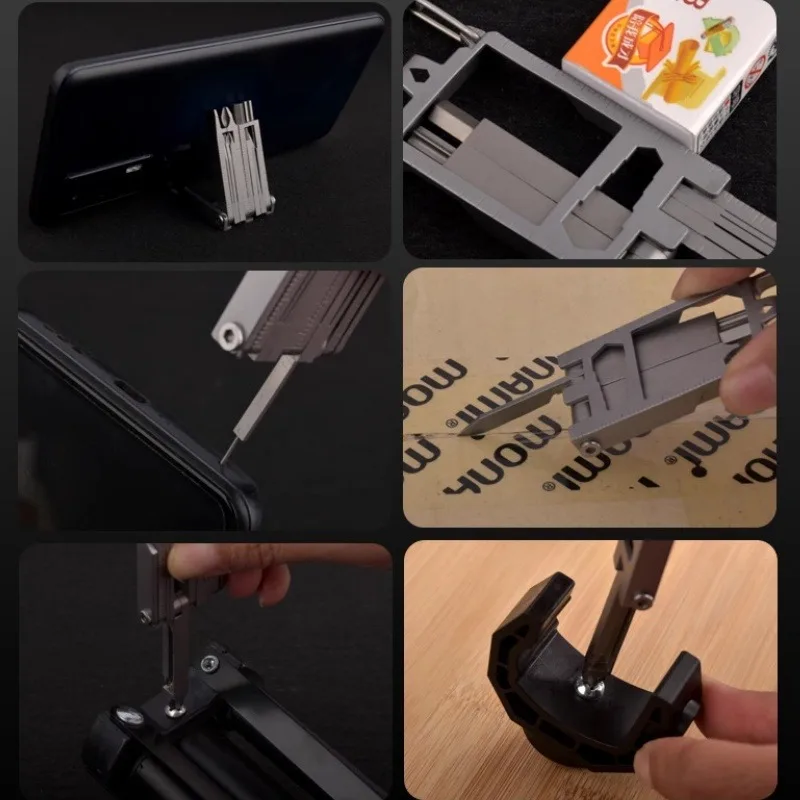 Multifunctional Batch Photography Gadget Stainless Steel Combination Tool Mobile Phone Holder Folding Outdoor Bottle Opener