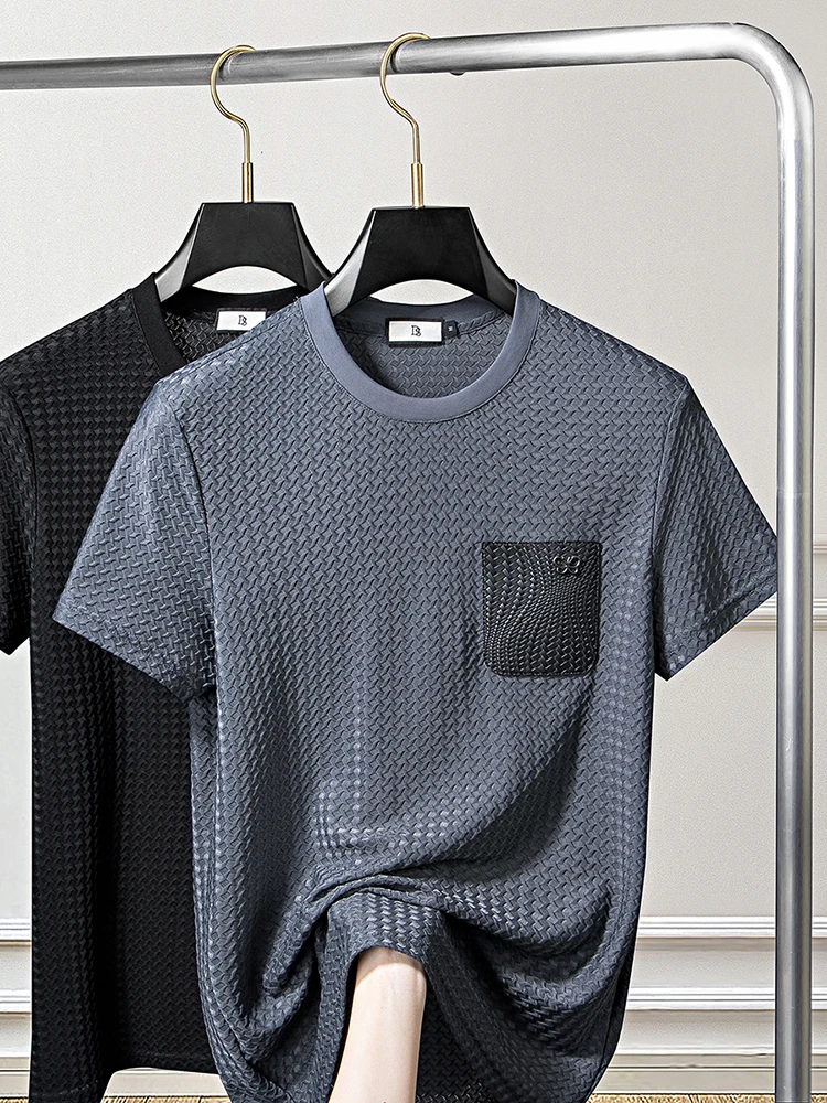 

Женская летняя высококлассная модная высокоэластичная тонкая футболка из ледяного шелка, гладкая облегающая Мужская футболка с коротким рукавом и круглым вырезом