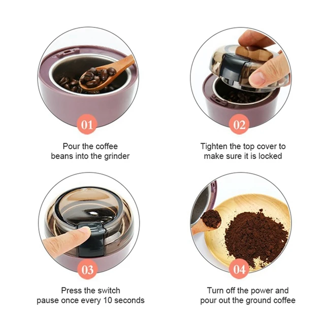 Mini Hordozható Elektromos Kávébab Daráló Konyhai Szerszám Gyógynövények Só Bors Dió Szemcsék Zúzó Eu Dugó -Black - Image 4