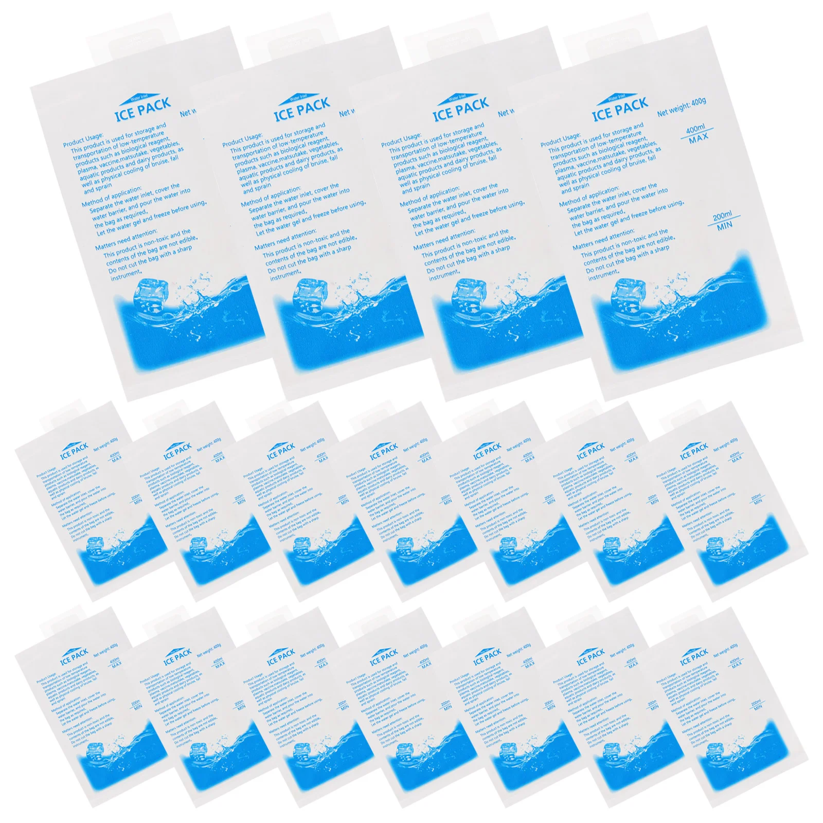 30 Pcs Ice Bags Reusable Cooler Packs Food Storage Portable Gel Buckets Sealed Water Filling Freezer Kitchen Dining Bar