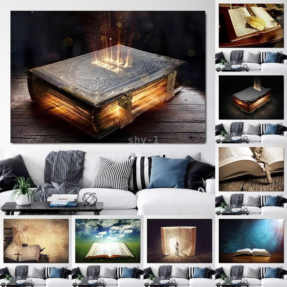 Vintage Holy Bible Canvas Art Christian Cross Poster Stampe Murali Religiose Per Soggiorno