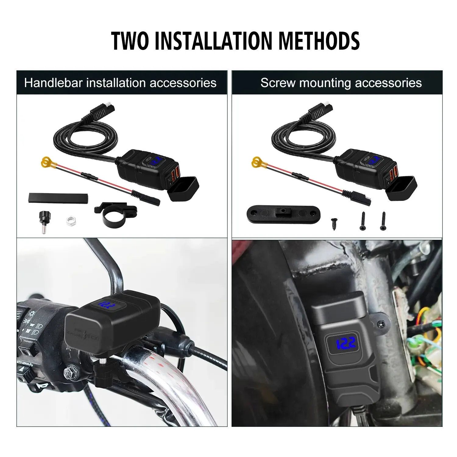 RapidCharge 12V USB Power Adapter for Motorcycles - Digital Charging Solution for Motorbike Accessories